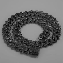 Load image into Gallery viewer, New Iced Out Crystal Full Black Hip Hop Men Women Choker Necklace Cool Box Clasp Curb Miami Cuba Chain Rapper Jewelry 40cm
