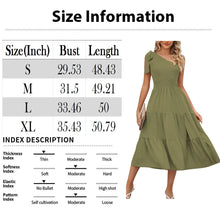 Load image into Gallery viewer, Elegant Dresses For Women Women&#39;S Summer Casual One Shoulder Sleeveless Smocked Elastic Waist Tiered Midi Dress платье
