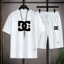 Load image into Gallery viewer, Men&#39;s summer suits, Korean-style clothing, two-piece suits, men&#39;s shirts, sportswear, jogging attire, checked-pattern T-shirts +
