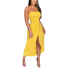 Load image into Gallery viewer, Elegant Strapless Maxi Dress Stylish Off-Shoulder Gown with Side Slit and Cropped Hem Women s Formal Evening Wear in 4 Colors
