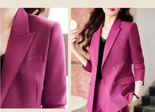 Load image into Gallery viewer, High Quality Fabric Women Formal Business Suits with Pants and Jackets Coat OL Style Elegant Professional Pantsuits Trousers Set
