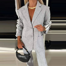 Load image into Gallery viewer, 2 Piece Set Women Outfit Winter Fall Fashion V neck Long Sleeve Coat Elegant Straight Leg Pant Set Women Sports Clothing
