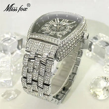 Load image into Gallery viewer, Luxury Gold Watches Men Brand MISSFOX Fashion Hip Hop lce Diamond Sun Pattern Literal Quartz Wristwatch Male Dropshipping Hot
