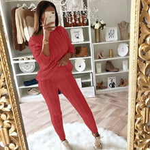 Load image into Gallery viewer, Autumn Winter Women 2 Piece Set Casual Knitted Tracksuit Sportswear Warm Sweater + Long Pants Outfits Women Autumn Wear S-5XL
