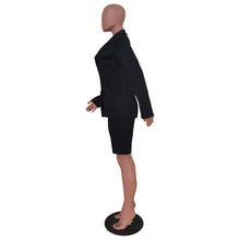 Load image into Gallery viewer, Office Lady Female Short Sets Long Sleeves Single Breasted Blazer Suit Elegant OL High Waist Pants Two Piece Set Women Outfit

