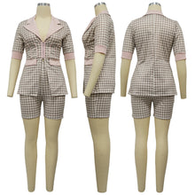 Load image into Gallery viewer, Women Two Piece Sets Outfits Elegant Tweed Slim Shorts Short Coat Tops Lady Clothes Formal Business Office Work Suits
