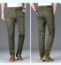 Load image into Gallery viewer, Luxury Brand Men&#39;s Stripe Plaid Casual Pants Men Army Green Four Seasons High Quality Business Trousers Men&#39;s Slim Straight Pant
