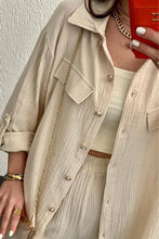 Load image into Gallery viewer, summer outfits for women 2025 New Loose Button Long Sleeve Shirt and Cropped Pants Casual Sports Summer women&#39;s suit Pants Set
