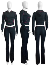 Load image into Gallery viewer, Autumn And Winter New Long Sleeves Hoodie Zipper Crop top Suits Tracksuits Women&#39;s Fashion Pants Gray Bodycon Flare 2 Piece Sets
