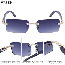 Load image into Gallery viewer, Y2K Luxury Diamond Rimless Square Sunglasses Men 2026 Luxury Vintage Brand Punk Rectangle Wood Grain Frameless Eyewear Shades
