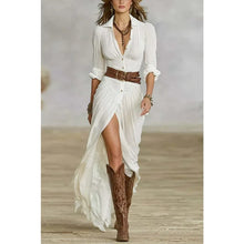 Load image into Gallery viewer, Women's Fall 2026 Sexy Solid Color Irregular Pleated Belted Dress
