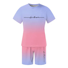 Load image into Gallery viewer, Men&#39;S Summer Suit Short-Sleeved T-Shirt Top Loose Shorts Pure Cotton Letter Print Round Neck Outdoor Breathable Casual Men Wear
