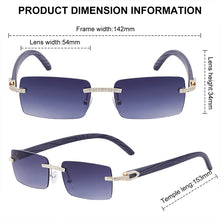 Load image into Gallery viewer, Y2K Luxury Diamond Rimless Square Sunglasses Men 2026 Luxury Vintage Brand Punk Rectangle Wood Grain Frameless Eyewear Shades
