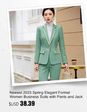 Load image into Gallery viewer, High Quality Fabric Women Formal Business Suits with Pants and Jackets Coat OL Style Elegant Professional Pantsuits Trousers Set
