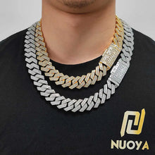 Load image into Gallery viewer, 20mm 2 Rows Rectangle CZ Iced Out Miami Cuban Link Chain Bling 5A Zircon Stone Hip Hop Jewelry Necklace For Men Gift
