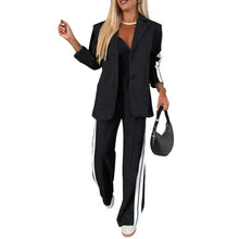 Load image into Gallery viewer, 2 Piece Set Women Outfit Winter Fall Fashion V neck Long Sleeve Coat Elegant Straight Leg Pant Set Women Sports Clothing
