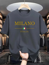Load image into Gallery viewer, Men&#39;s summer 100 cotton fashionable casual loose plus size MILANO ITALIA pattern printed sports round neck short sleeved T-shirt
