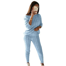 Load image into Gallery viewer, Autumn Winter Women 2 Piece Set Casual Knitted Tracksuit Sportswear Warm Sweater + Long Pants Outfits Women Autumn Wear S-5XL
