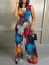 Load image into Gallery viewer, Elegant Women Wide Leg Long Juumpsuit 2024 Spring Summer Fashion Printed Sleeveless Casual Holiday Bodysuits Jumpsuits Trousers
