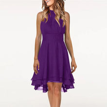 Load image into Gallery viewer, Summer Elegant Women Dresses High Waist Sexy Cropped Layered Solid Halter Dress Ladies Casual Sleeveless Chiffon Party Dress

