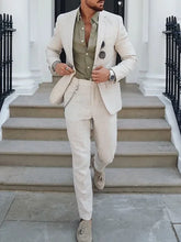 Load image into Gallery viewer, New Fashion Men's Plus Size 2 Piece Suit Sets Casual Business Trendy Solid Color Single Button Blazers Trousers Male Clothes
