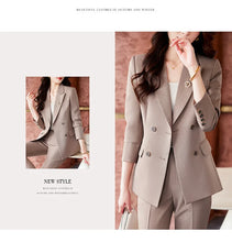 Load image into Gallery viewer, High Quality Fabric Women Formal Business Suits with Pants and Jackets Coat OL Style Elegant Professional Pantsuits Trousers Set

