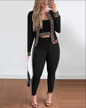 Load image into Gallery viewer, 3 Piece Sets Outfits Vest Tops Streetwear Cardigan Coats Street Hipster Pants Sets Women Skinny Trousers Leggings
