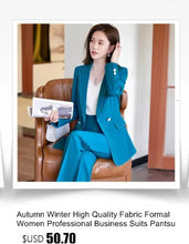 Load image into Gallery viewer, High Quality Fabric Women Formal Business Suits with Pants and Jackets Coat OL Style Elegant Professional Pantsuits Trousers Set
