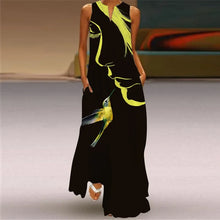 Load image into Gallery viewer, Vintage Maxi Dress Women Summer Loose Sleeveless Long Dresses Elegant Lady V Neck Pocket Boho Beach Sundress Vestidos Plus Size
