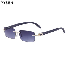 Load image into Gallery viewer, Y2K Luxury Diamond Rimless Square Sunglasses Men 2026 Luxury Vintage Brand Punk Rectangle Wood Grain Frameless Eyewear Shades
