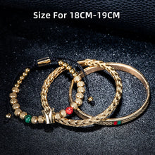 Load image into Gallery viewer, Luxury Enamel Green Red Bracelet Royal Crown Charm Men Stainless Steel Geometry Pulseiras Open Adjustable Couple Jewelry
