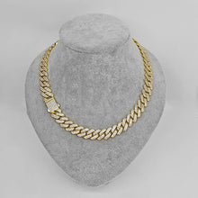 Load image into Gallery viewer, HipHop Men Women 14MM Prong Cuban Link Chain Necklace Bling Iced Out 2 Row Rhinestone Paved Miami Rhombus Cuban Bracelet Jewelry
