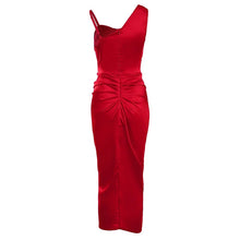 Load image into Gallery viewer, Summer Women Dress Summer Elegant Split Up Flower Print Sleeveless Midi Bodycon Dresses For Women  Party Cocktail Robe 2022
