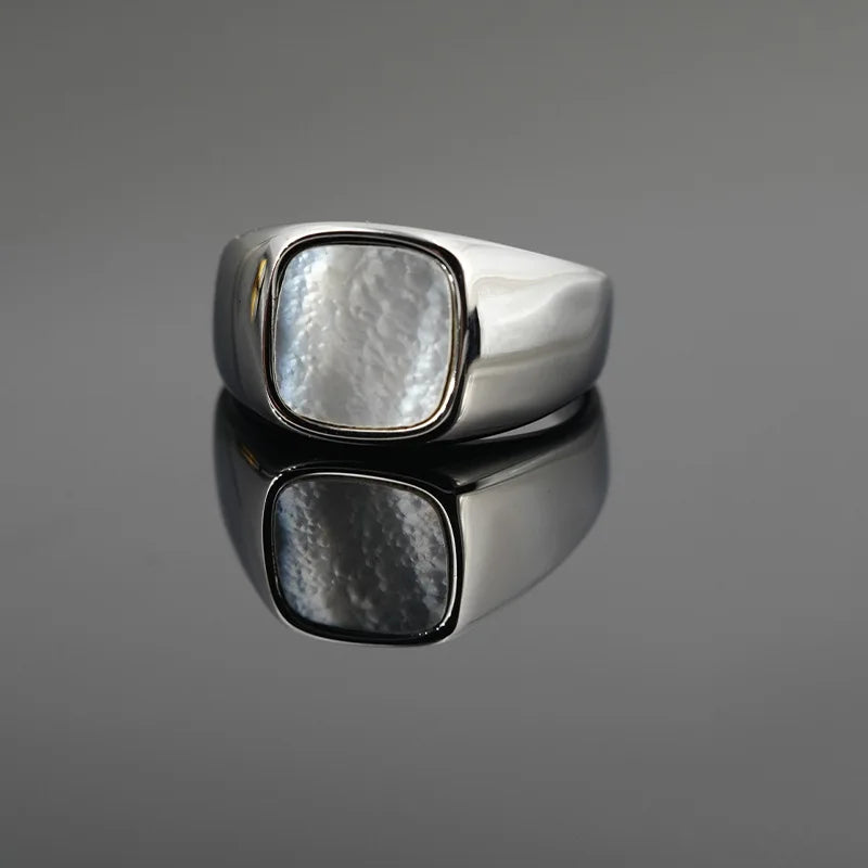 Mens Rings Stainless Steel Square Signet Rings for Men,Pinky Thumb Ring for Dad Father Jewelry Gift for Him,Men's Ring for Biker