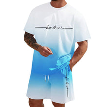 Load image into Gallery viewer, Men&#39;S Summer Suit Short-Sleeved T-Shirt Top Loose Shorts Pure Cotton Letter Print Round Neck Outdoor Breathable Casual Men Wear
