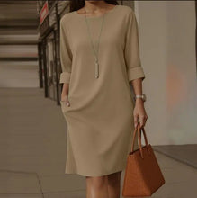Load image into Gallery viewer, Elegant Dress Casual Chic Versatile Dress Office Midi Pocket Sleeve Dress Loose A Line Solid Color For Woman Summer Knee Length
