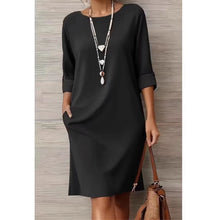 Load image into Gallery viewer, Elegant Dress Casual Chic Versatile Dress Office Midi Pocket Sleeve Dress Loose A Line Solid Color For Woman Summer Knee Length
