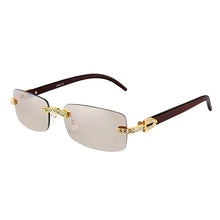 Load image into Gallery viewer, KENBO 2024 Vintage Rimless Rectangle Sunglasses for Women Men Luxury Sun Glasses Fashion Crystal Wood Eyewear Shades UV400
