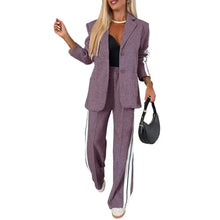 Load image into Gallery viewer, 2 Piece Set Women Outfit Winter Fall Fashion V neck Long Sleeve Coat Elegant Straight Leg Pant Set Women Sports Clothing
