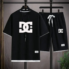 Load image into Gallery viewer, Men&#39;s summer suits, Korean-style clothing, two-piece suits, men&#39;s shirts, sportswear, jogging attire, checked-pattern T-shirts +
