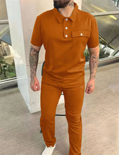Load image into Gallery viewer, Summer Men Short-sleeved Suit fashionpocket  Sportswear Short-sleeved Shirt trousers Two-piece Mensuit S-XXXL
