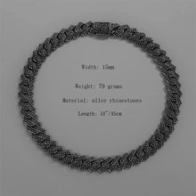 Load image into Gallery viewer, New Iced Out Crystal Full Black Hip Hop Men Women Choker Necklace Cool Box Clasp Curb Miami Cuba Chain Rapper Jewelry 40cm
