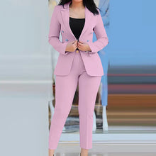 Load image into Gallery viewer, Women Two Pieces Pant Suits, Spring Autumn Loungewear Solid Fashion Matching Sets, 2023 Cardigan Top Pencil Pants Ladies Outfit
