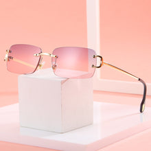Load image into Gallery viewer, Kachawoo retro rectangular sunglasses rimless male female uv400 small sun glasses fashion blue pink gold metal birthday gifts
