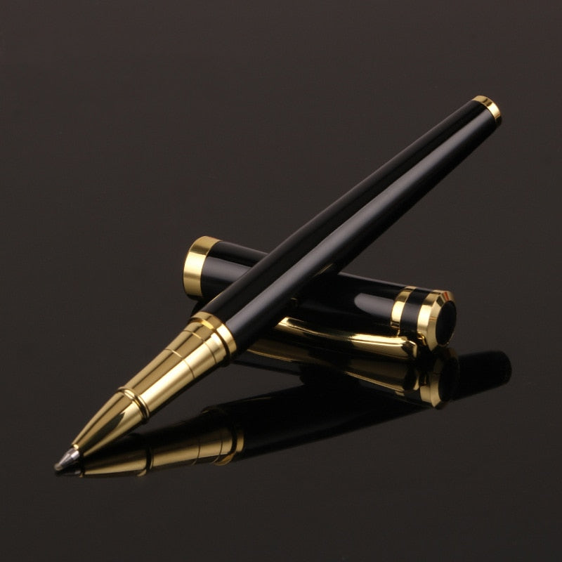 Luxury Metal Silver Black Signature Ballpoint Pens for Business Writing Office Supplies Stationery Customized Logo Name Gift