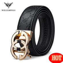 Load image into Gallery viewer, WILLIAMPOLO Genuine leather Belt Men Luxury Brand Designer fashion Top Quality Belts for Men Strap Male Metal Automatic Buckle
