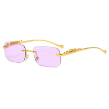 Load image into Gallery viewer, Fashion Vintage Rimless Square Sunglasses Women Men Luxury Brand Designer Popular Travel Driving Leopard Head Small Sun Glasses
