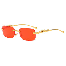 Load image into Gallery viewer, Fashion Vintage Rimless Square Sunglasses Women Men Luxury Brand Designer Popular Travel Driving Leopard Head Small Sun Glasses
