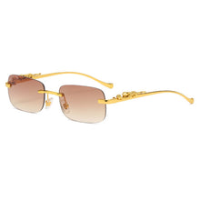 Load image into Gallery viewer, Fashion Vintage Rimless Square Sunglasses Women Men Luxury Brand Designer Popular Travel Driving Leopard Head Small Sun Glasses
