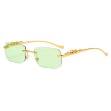 Load image into Gallery viewer, Fashion Vintage Rimless Square Sunglasses Women Men Luxury Brand Designer Popular Travel Driving Leopard Head Small Sun Glasses
